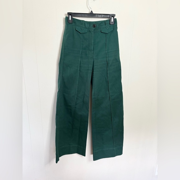 By Anthropologie Wide-Leg Pants Green Flare 00p - Picture 1 of 5